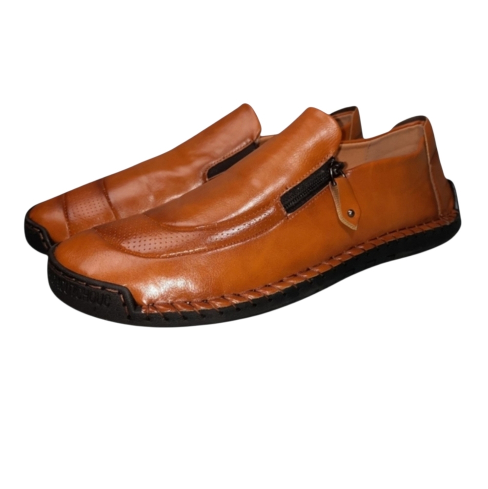 Men's 100% Caoutchouc Brown Zip Slip-on Driving Loafers SZ EU/47 US/14 - Picture 14 of 14